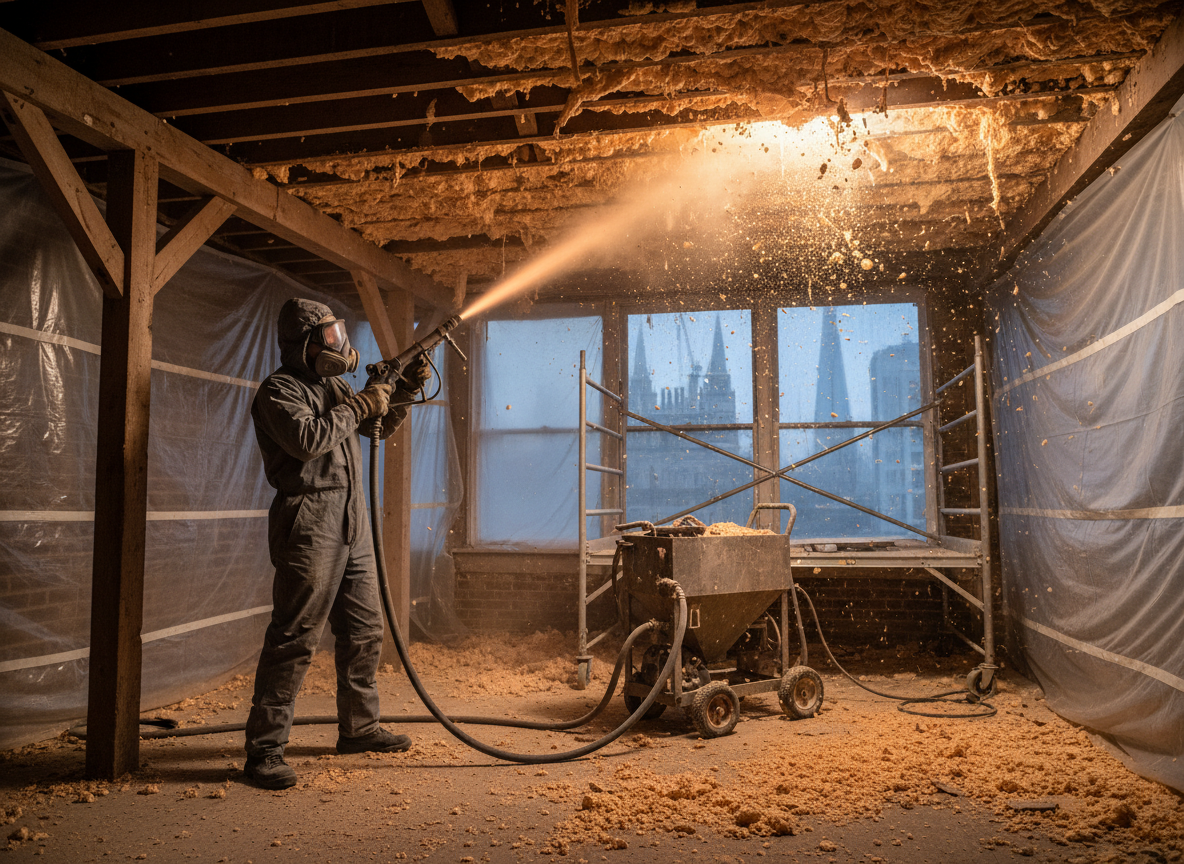 Sand Blasting Spray Foam Insulation Removal in London, Greater London